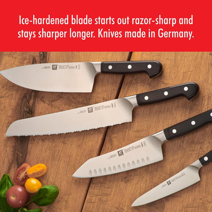 Pro 5.5-inch Razor-Sharp German Rocking Santoku Knife, Made in Company-Owned German Factory with Special Formula Steel perfected for almost 300 Years, Dishwasher Safe