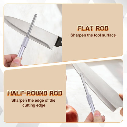 2 Pieces Diamond Retractable Knife Sharpener Serrated Knife Sharpener with Retractable Diamond Sharpening Rod Sharpening Steel Rod Tool for Kitchen Outdoor Repairs Polishes Restores