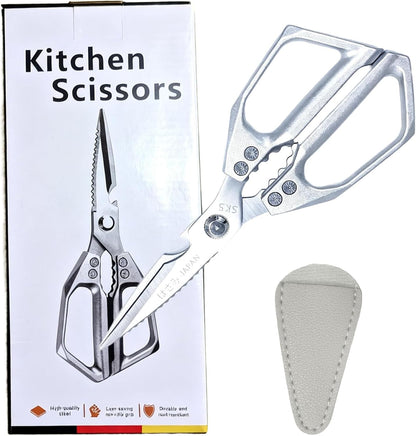 Kitchen Scissors with Safety Tip Cover, Heavy Duty Stainless Steel Kitchen Shears for Poultry, Meat & Food Prep, Dishwasher Safe Ergonomic Handle