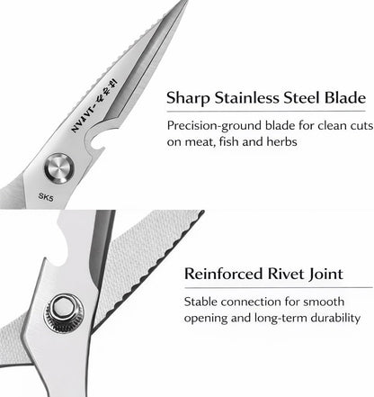Kitchen Scissors with Safety Tip Cover, Heavy Duty Stainless Steel Kitchen Shears for Poultry, Meat & Food Prep, Dishwasher Safe Ergonomic Handle