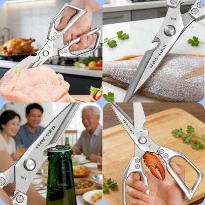 Kitchen Scissors with Safety Tip Cover, Heavy Duty Stainless Steel Kitchen Shears for Poultry, Meat & Food Prep, Dishwasher Safe Ergonomic Handle