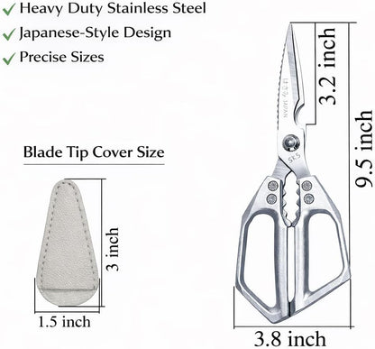 Kitchen Scissors with Safety Tip Cover, Heavy Duty Stainless Steel Kitchen Shears for Poultry, Meat & Food Prep, Dishwasher Safe Ergonomic Handle