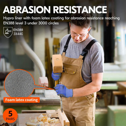 ... Cut Resistant Gloves,Cutproof Work Gloves Men Women,Latex Rubber Coated,EN388 level C, ANSI level A3(RB2148HY,BLUE)