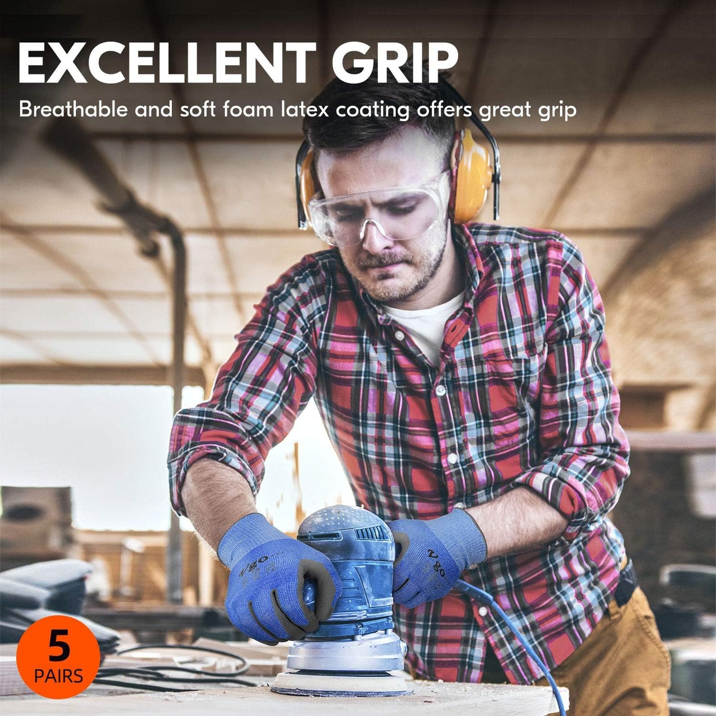 ... Cut Resistant Gloves,Cutproof Work Gloves Men Women,Latex Rubber Coated,EN388 level C, ANSI level A3(RB2148HY,BLUE)