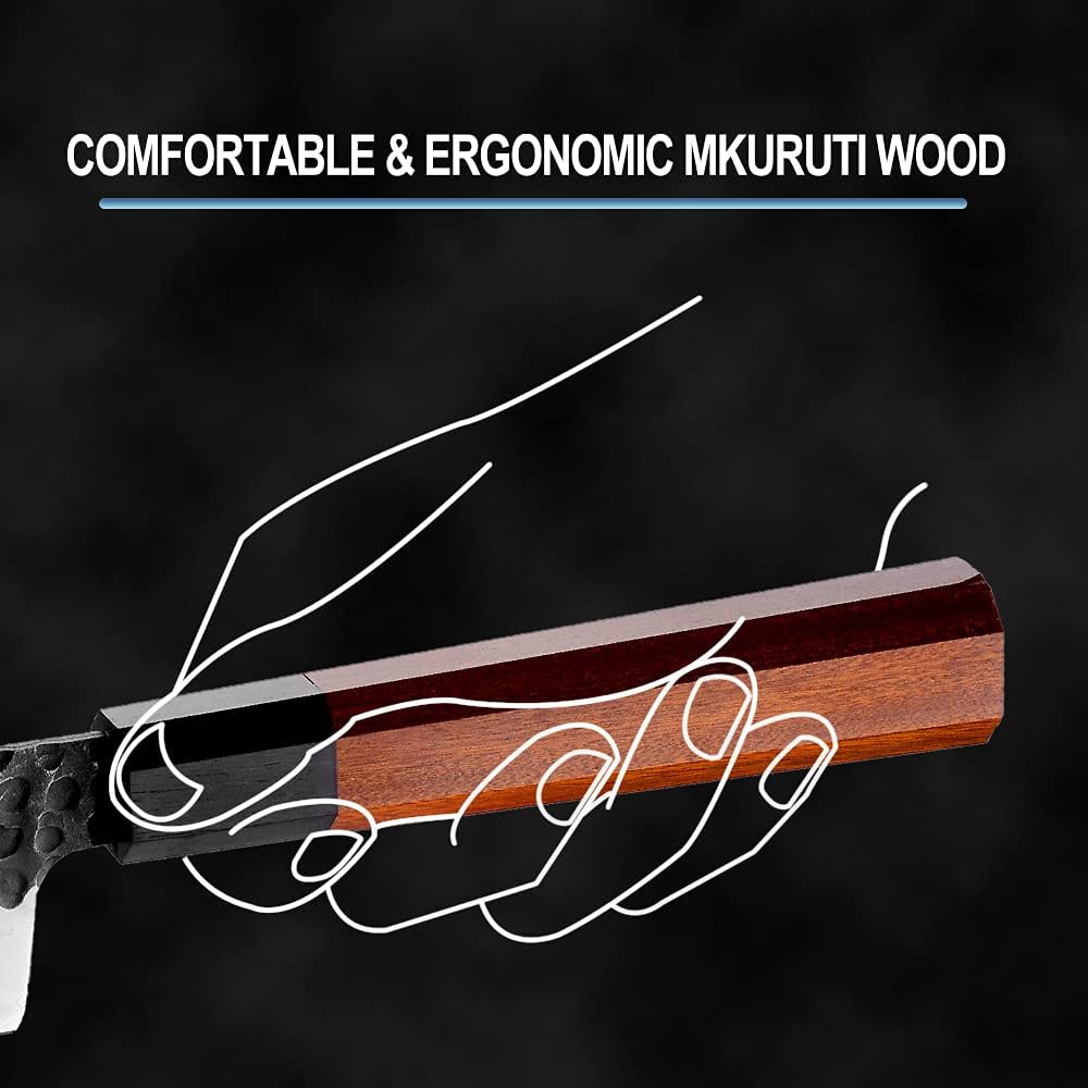 7 Inch Nakiri Chef Knife AUS10 3-layer High Carbon Stainless Steel Vegetable Kitchen Knife, Hand Forged Professional Sharp Multipurpose Nakiri Knife(Rosewood Handle & Gift Box)