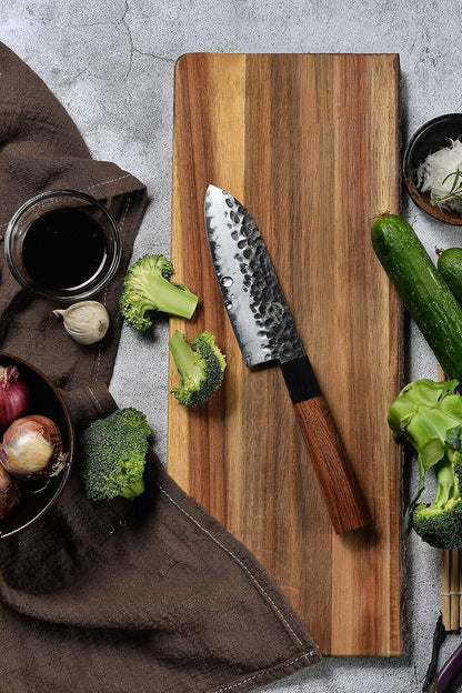7 Inch Nakiri Chef Knife AUS10 3-layer High Carbon Stainless Steel Vegetable Kitchen Knife, Hand Forged Professional Sharp Multipurpose Nakiri Knife(Rosewood Handle & Gift Box)