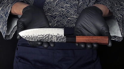 7 Inch Nakiri Chef Knife AUS10 3-layer High Carbon Stainless Steel Vegetable Kitchen Knife, Hand Forged Professional Sharp Multipurpose Nakiri Knife(Rosewood Handle & Gift Box)
