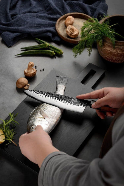 7 Inch Nakiri Chef Knife AUS10 3-layer High Carbon Stainless Steel Vegetable Kitchen Knife, Hand Forged Professional Sharp Multipurpose Nakiri Knife(Rosewood Handle & Gift Box)
