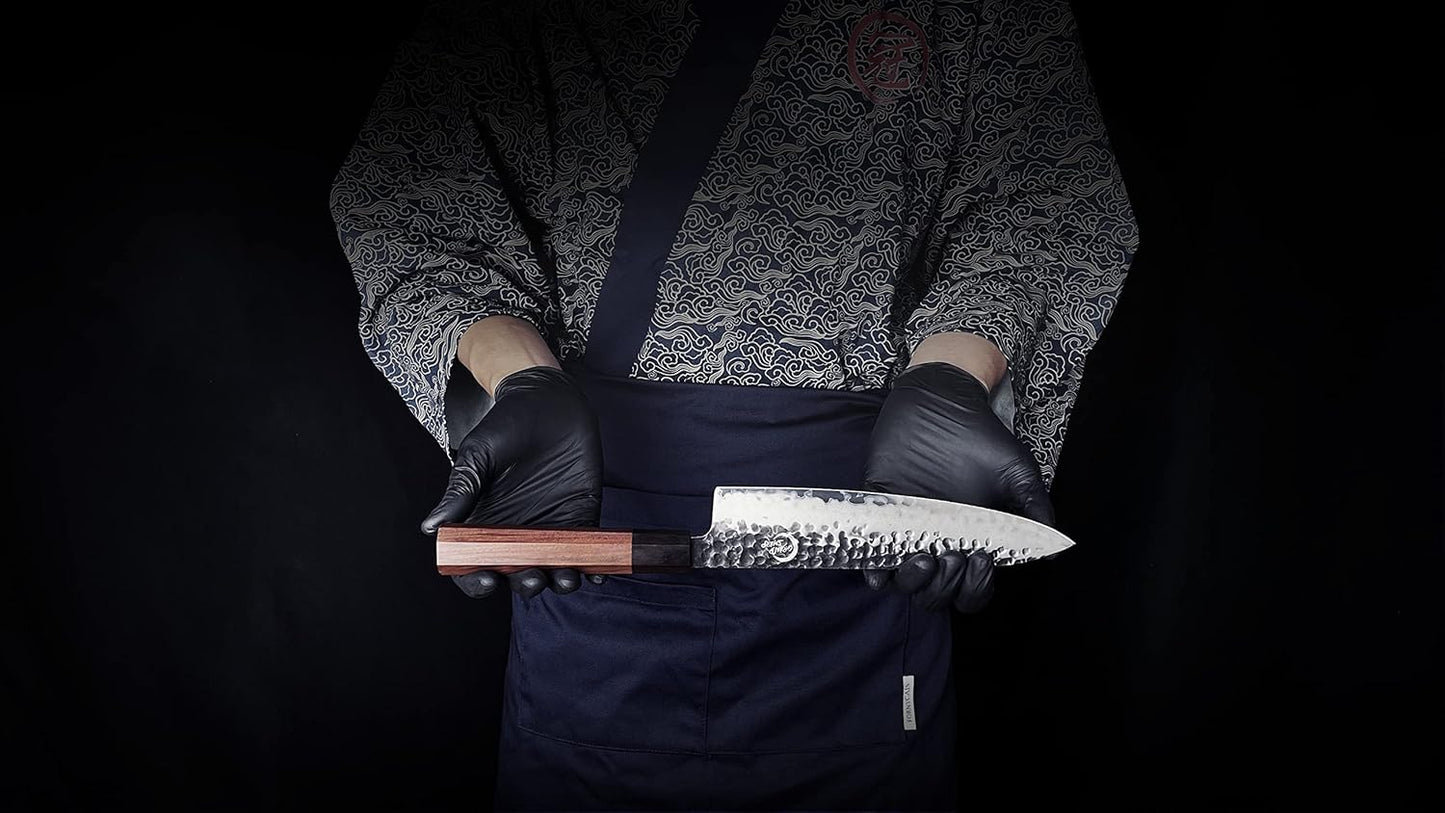 7 Inch Nakiri Chef Knife AUS10 3-layer High Carbon Stainless Steel Vegetable Kitchen Knife, Hand Forged Professional Sharp Multipurpose Nakiri Knife(Rosewood Handle & Gift Box)