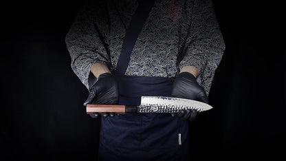 7 Inch Nakiri Chef Knife AUS10 3-layer High Carbon Stainless Steel Vegetable Kitchen Knife, Hand Forged Professional Sharp Multipurpose Nakiri Knife(Rosewood Handle & Gift Box)
