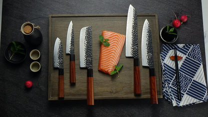 7 Inch Nakiri Chef Knife AUS10 3-layer High Carbon Stainless Steel Vegetable Kitchen Knife, Hand Forged Professional Sharp Multipurpose Nakiri Knife(Rosewood Handle & Gift Box)