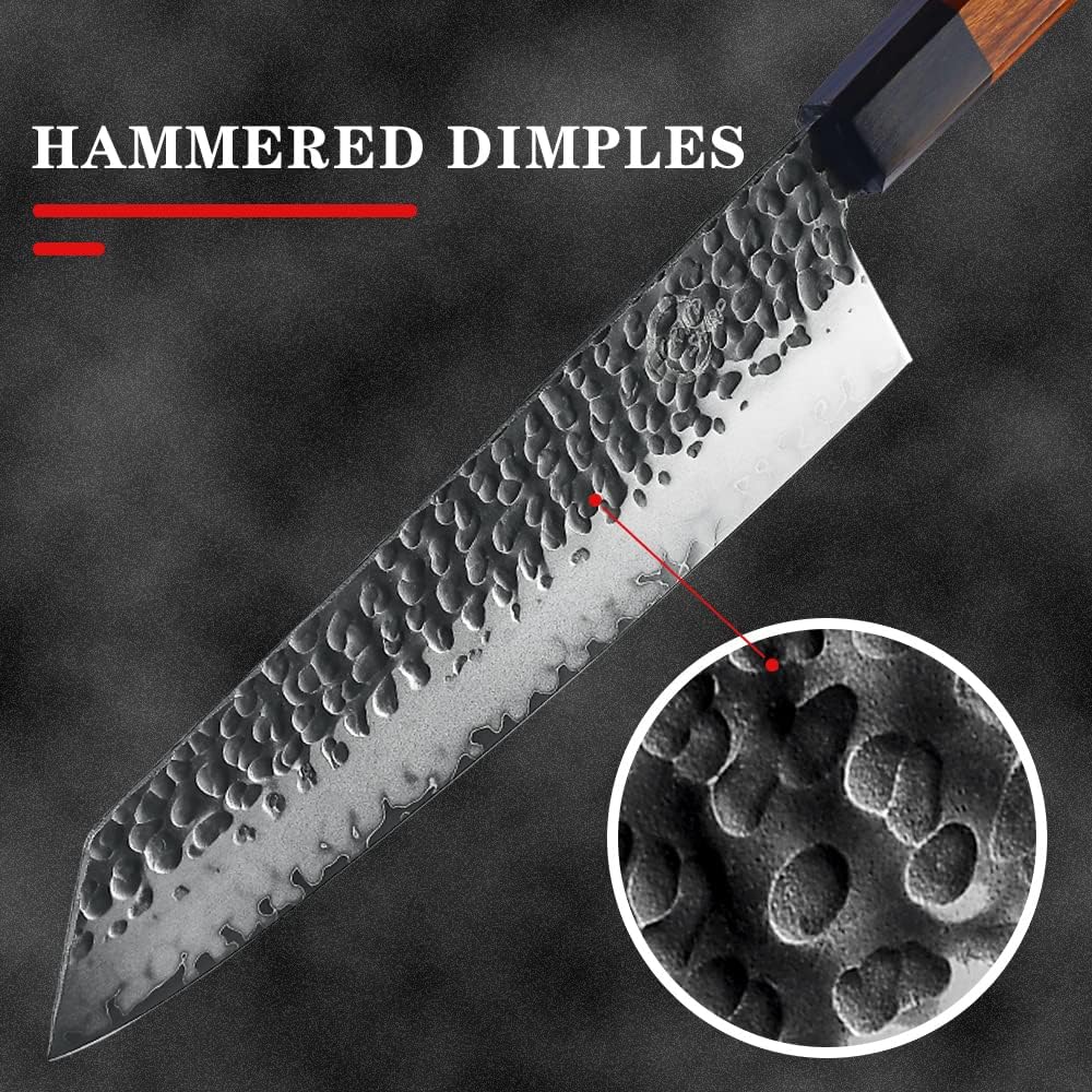 7 Inch Nakiri Chef Knife AUS10 3-layer High Carbon Stainless Steel Vegetable Kitchen Knife, Hand Forged Professional Sharp Multipurpose Nakiri Knife(Rosewood Handle & Gift Box)