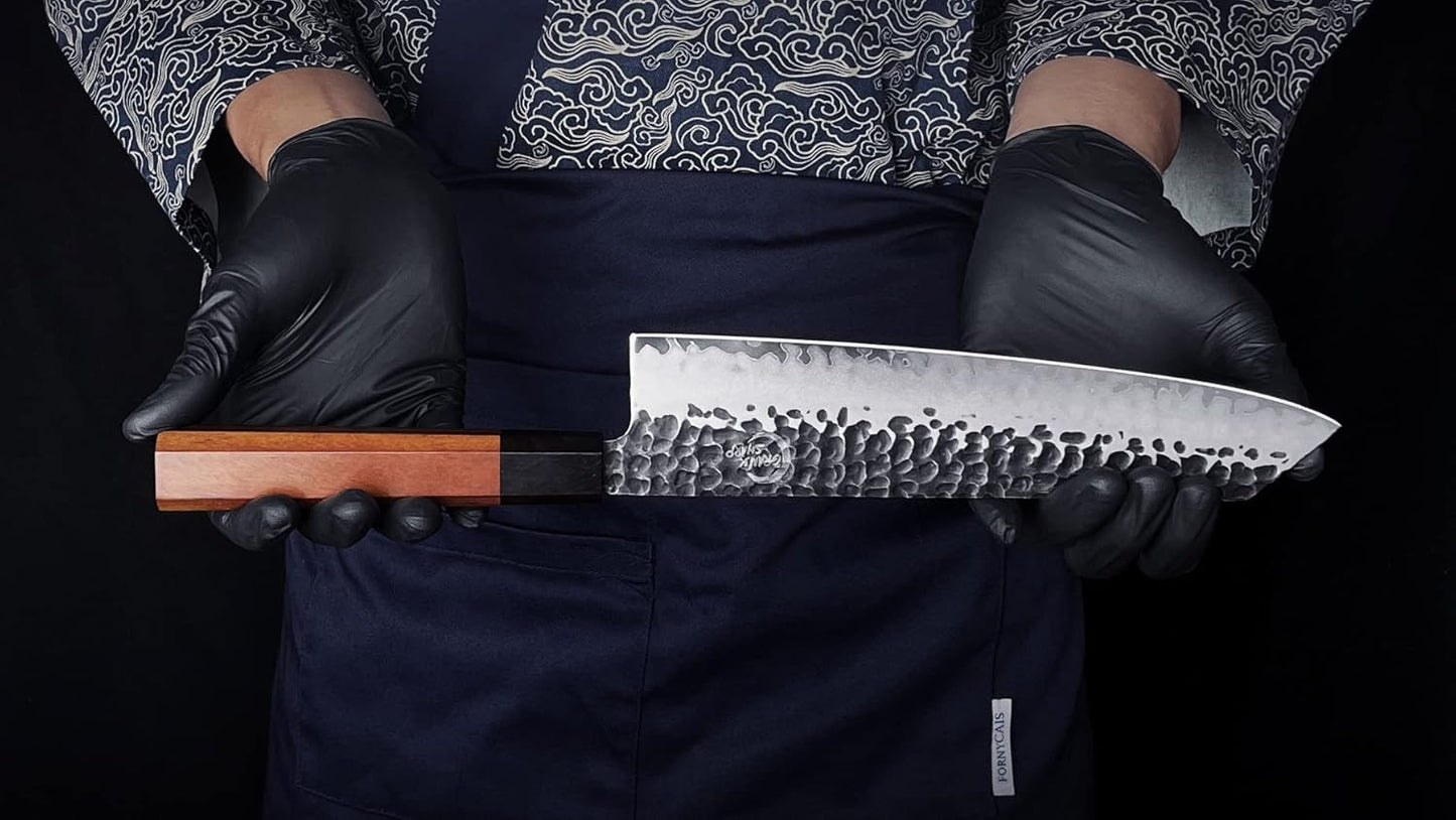 7 Inch Nakiri Chef Knife AUS10 3-layer High Carbon Stainless Steel Vegetable Kitchen Knife, Hand Forged Professional Sharp Multipurpose Nakiri Knife(Rosewood Handle & Gift Box)