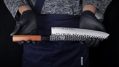 7 Inch Nakiri Chef Knife AUS10 3-layer High Carbon Stainless Steel Vegetable Kitchen Knife, Hand Forged Professional Sharp Multipurpose Nakiri Knife(Rosewood Handle & Gift Box)