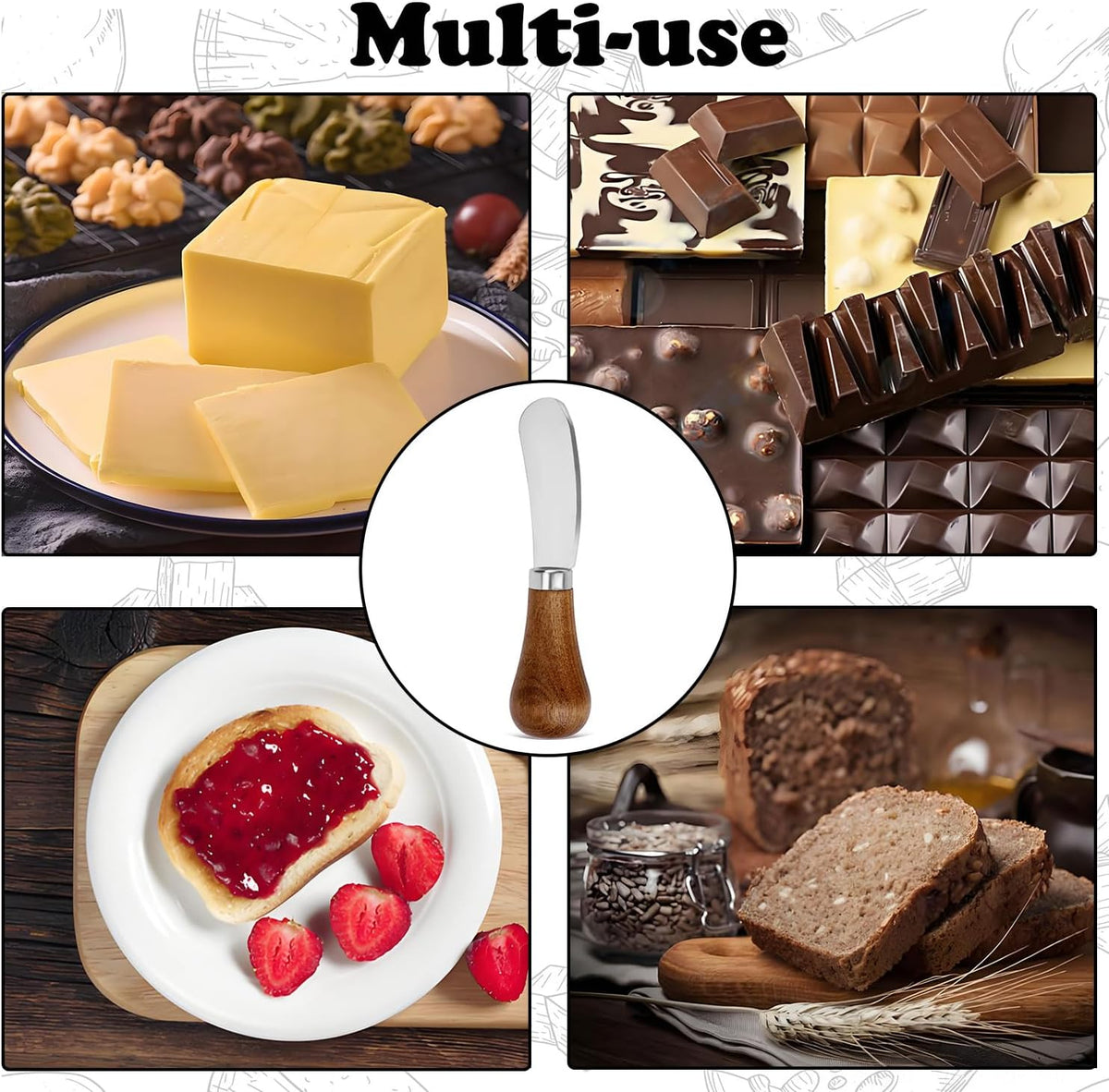 8Pcs Cheese Spreader Knives, Mini Butter Knife Spreader with Wooden Handle, Stainless Steel Cheese Knife Set for Charcuterie Board, Sandwich, Appetizers, Cocktail Spreading Knife (1)