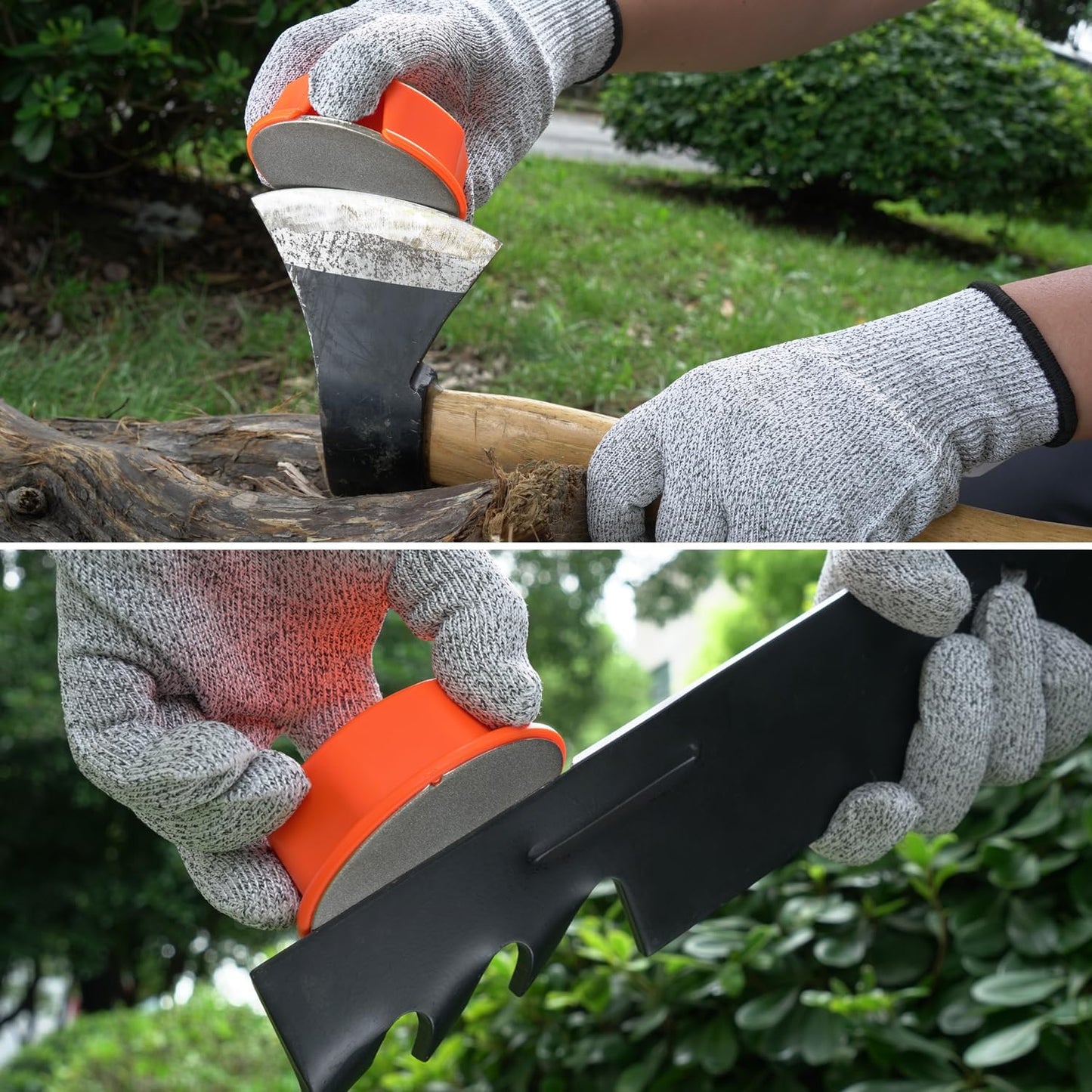 216N Dual-Grit Diamond Sharpening Stone – Extra Coarse 220 / Fine 600 Grit Knife & Garden Tool Sharpener for Lawn Mower Blades, Axes, Hatchets, Machetes, Hedge Shears, Gifts for Men