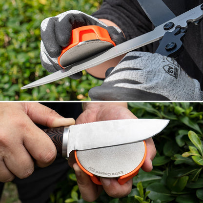 216N Dual-Grit Diamond Sharpening Stone – Extra Coarse 220 / Fine 600 Grit Knife & Garden Tool Sharpener for Lawn Mower Blades, Axes, Hatchets, Machetes, Hedge Shears, Gifts for Men