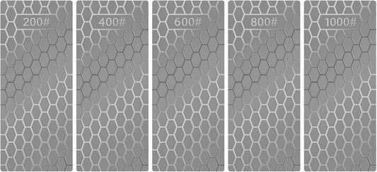 Diamond Sharpening Stones Efficient Diamond Sharpening Plates with Honeycomb Surface Non Slip Knife Sharpening Stone for Scissors Knives Tool Steel 200/400/600/800/1000 Grit(Silver 5pcs)