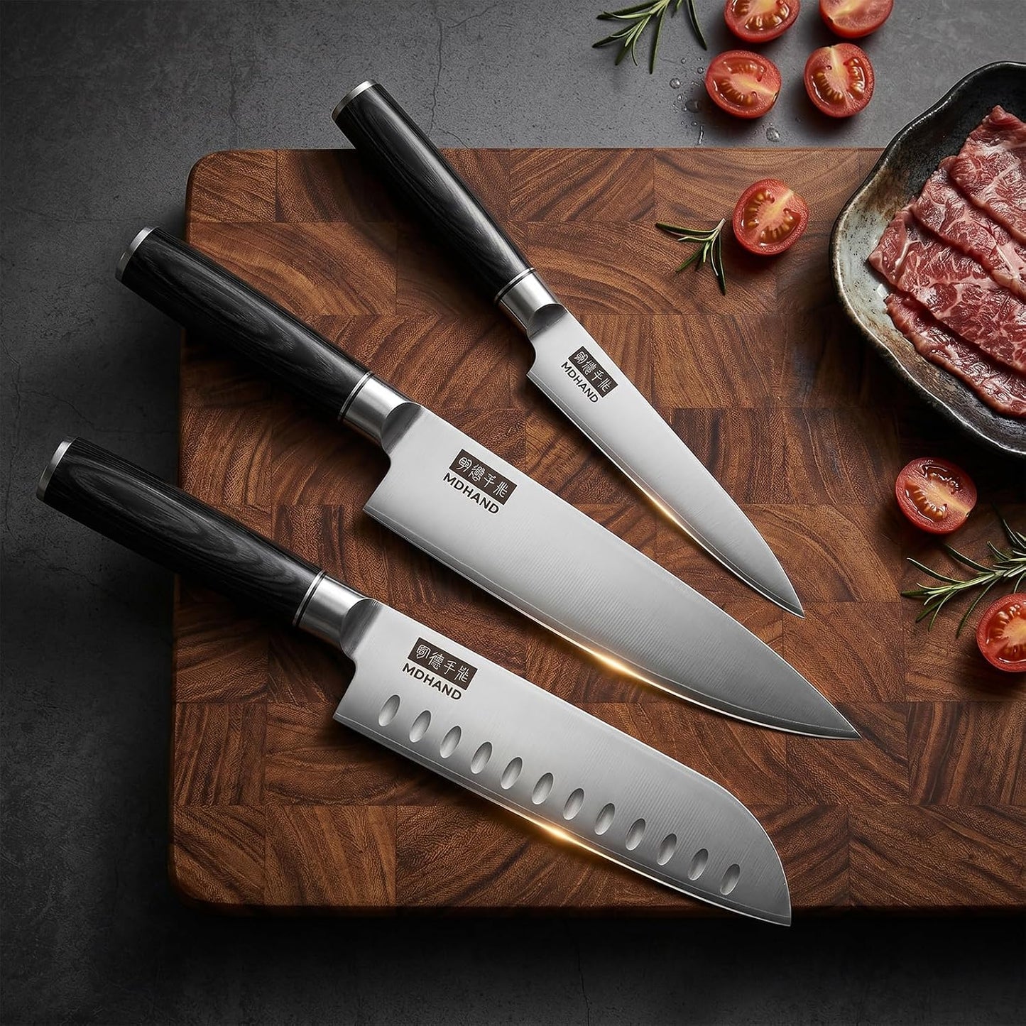 Kitchen Knife Set 3 Pieces, Ultra Sharp Japanese Knife Set Gift Box | High Carbon Stainless Steel Chef Knife Set with Pakkawood Handle, Knives Set for Kitchen & Home Cooking, Dishwasher Safe