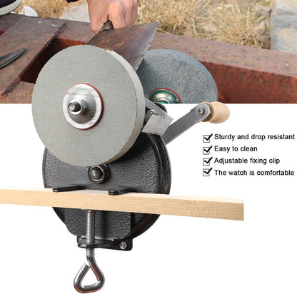 Hand Crank Grinder, 6" Wheel Manual Knife Sharpener, Knife Grinder | Bench Mounted Hand-Cranked Knives Grinding Sharpener, for Kitchen Knives Scissors Garden Tool