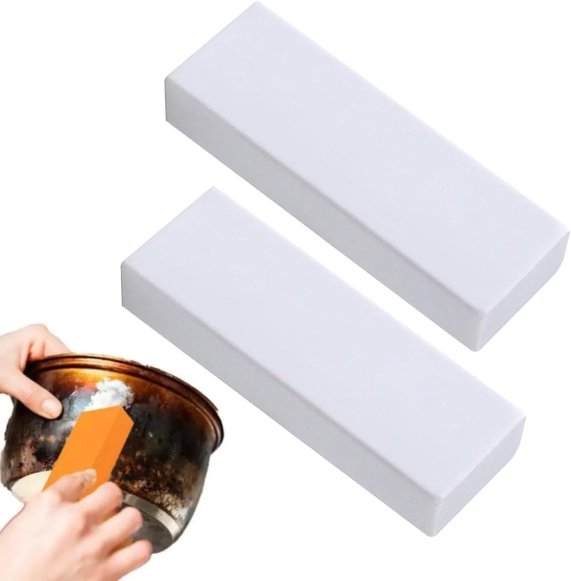 Stainless Steel Stain Decontamination Eraser,2pcs Magical Rubber Rust Remover Scratch Sponges Eraser for Kitchen, Bathroom, Household Cleaning