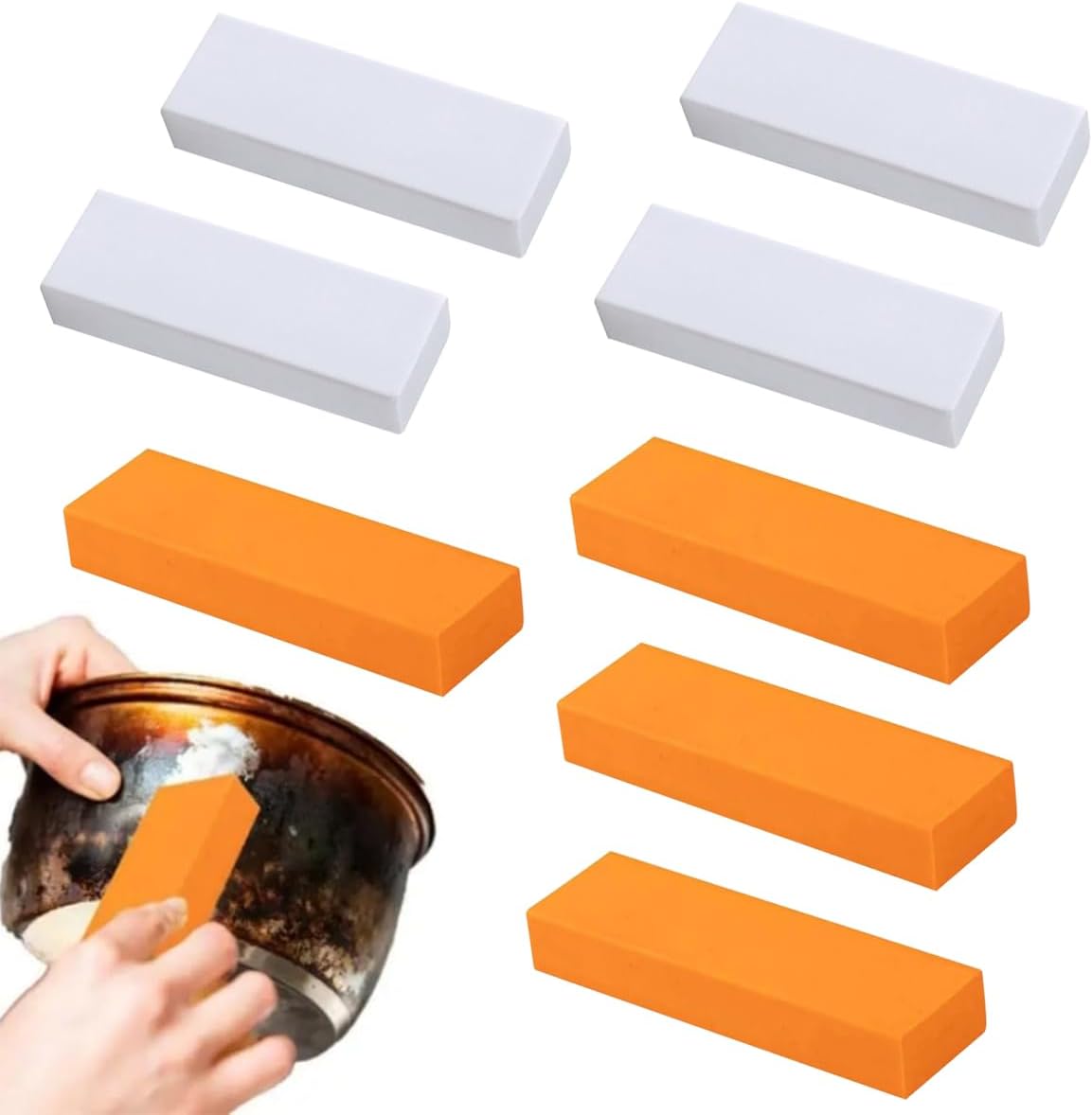 Stainless Steel Stain Decontamination Eraser,2pcs Magical Rubber Rust Remover Scratch Sponges Eraser for Kitchen, Bathroom, Household Cleaning