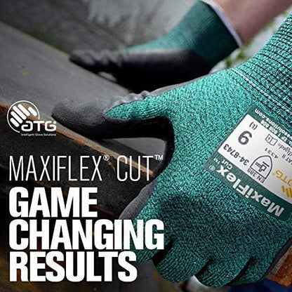 Cut 34-8743 Cut Resistant Nitrile Coated Work Gloves with Green Knit Shell and Premium Nitrile Coated