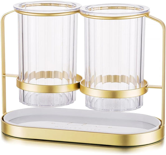 Gold Utensil Holder Silverware Caddy for Party - Cutlery, Spoon, Fork, Flatware Drain Rack Countertop Organizer for Kitchen Restaurant