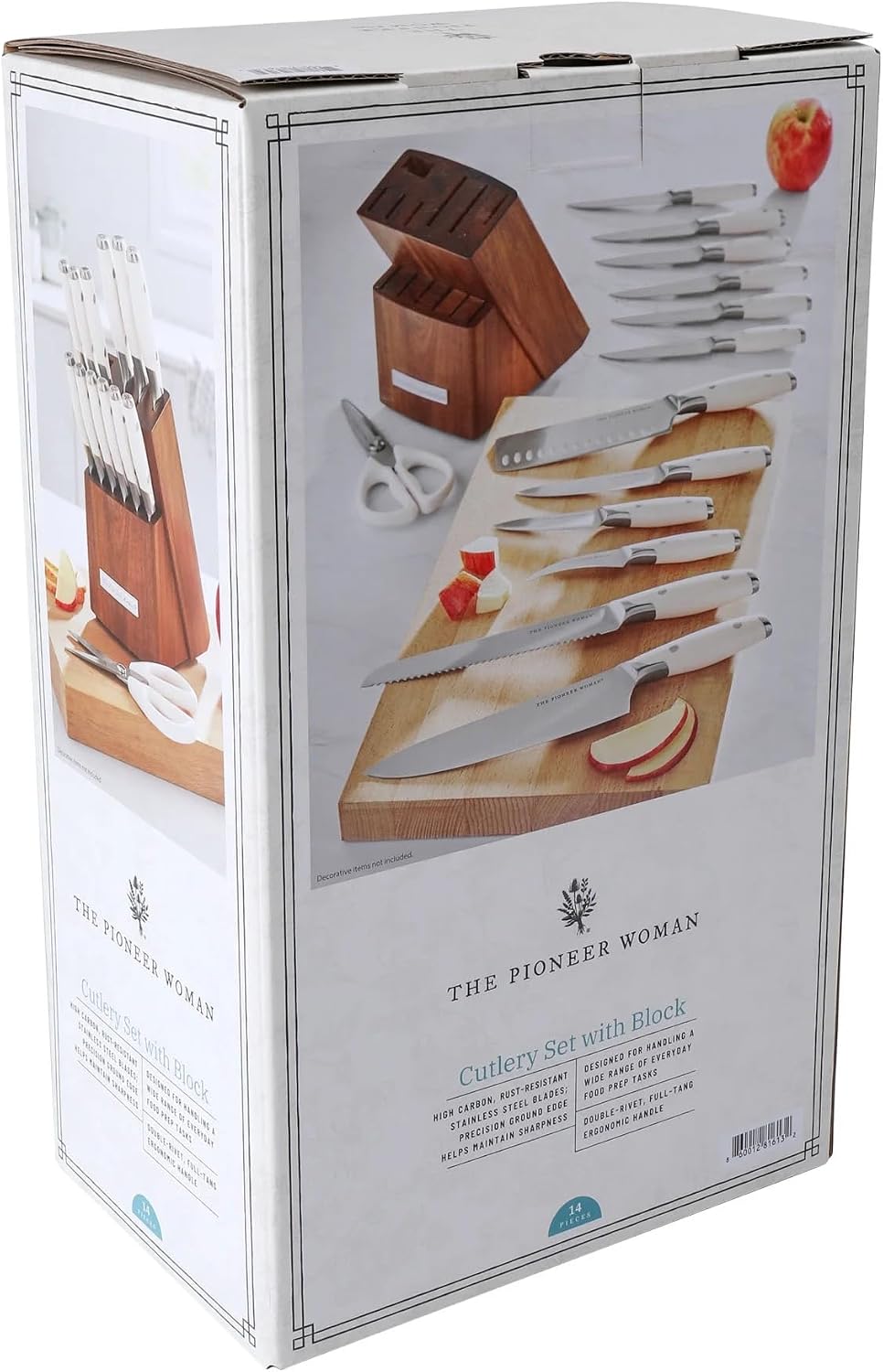 14 Piece Knife Block Set with Stainless Steel Blades, Full Tang Kitchen Knife Set with Wood Storage Block, Chef Knife Bread Knife Utility Steak Knives Kitchen Shears (Green)