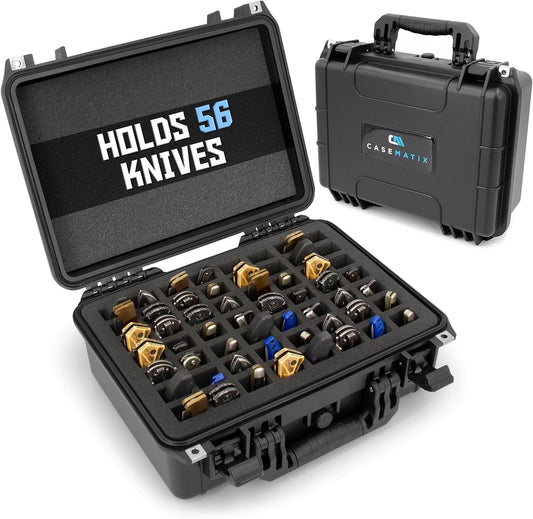 56 Folding Knife Case | Waterproof, Fits 56 Folding Knives, Holds Knives Up To 5.5" Folded, Lockable Storage, Pocket Knife Holder & Organizer