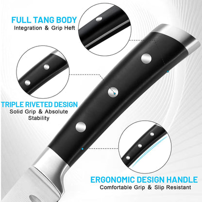 Brisket Slicer Kit, 12" Razor Sharp Meat Carving Knife & 12" Honing Rod for Kitchen Knives, Full Tang Slicing Knife Set with Gift Box