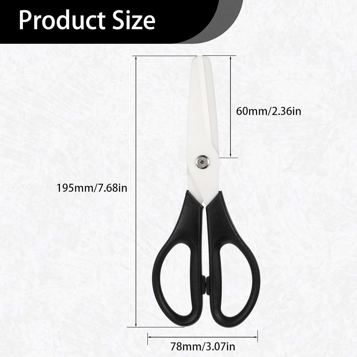 Ceramic Scissors 8" Kitchen Shears Scissors Ceramic Blade Kitchen Scissor All Purpose Cooking Shears for Kitchens Office School Crafting (Black)