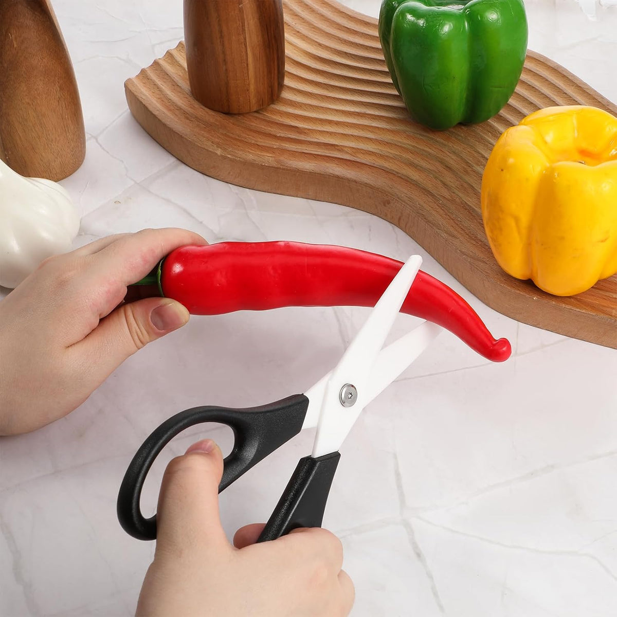 Ceramic Scissors 8" Kitchen Shears Scissors Ceramic Blade Kitchen Scissor All Purpose Cooking Shears for Kitchens Office School Crafting (Black)
