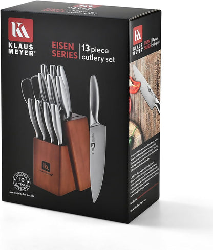 Eisen 13 Piece Stainless Steel Kitchen Knife Set With Block
