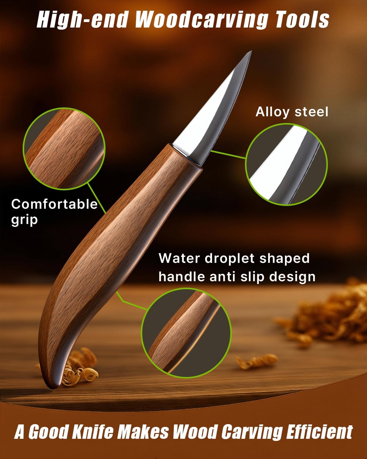 Wood Carving Kit Whittling Kit: Wood Carving Knife Tools with Leather Case