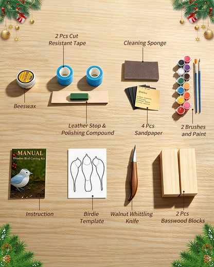 Wood Carving Kit Whittling Kit: Wood Carving Knife Tools with Leather Case