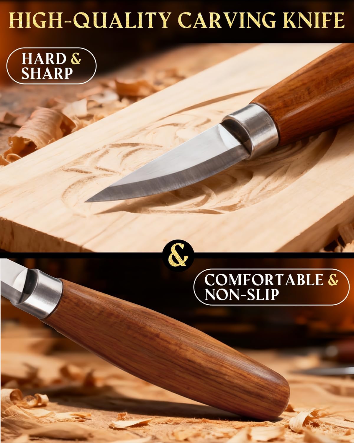 Wood Carving Kit Whittling Kit: Wood Carving Knife Tools with Leather Case