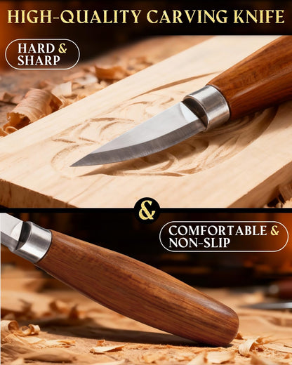 Wood Carving Kit Whittling Kit: Wood Carving Knife Tools with Leather Case