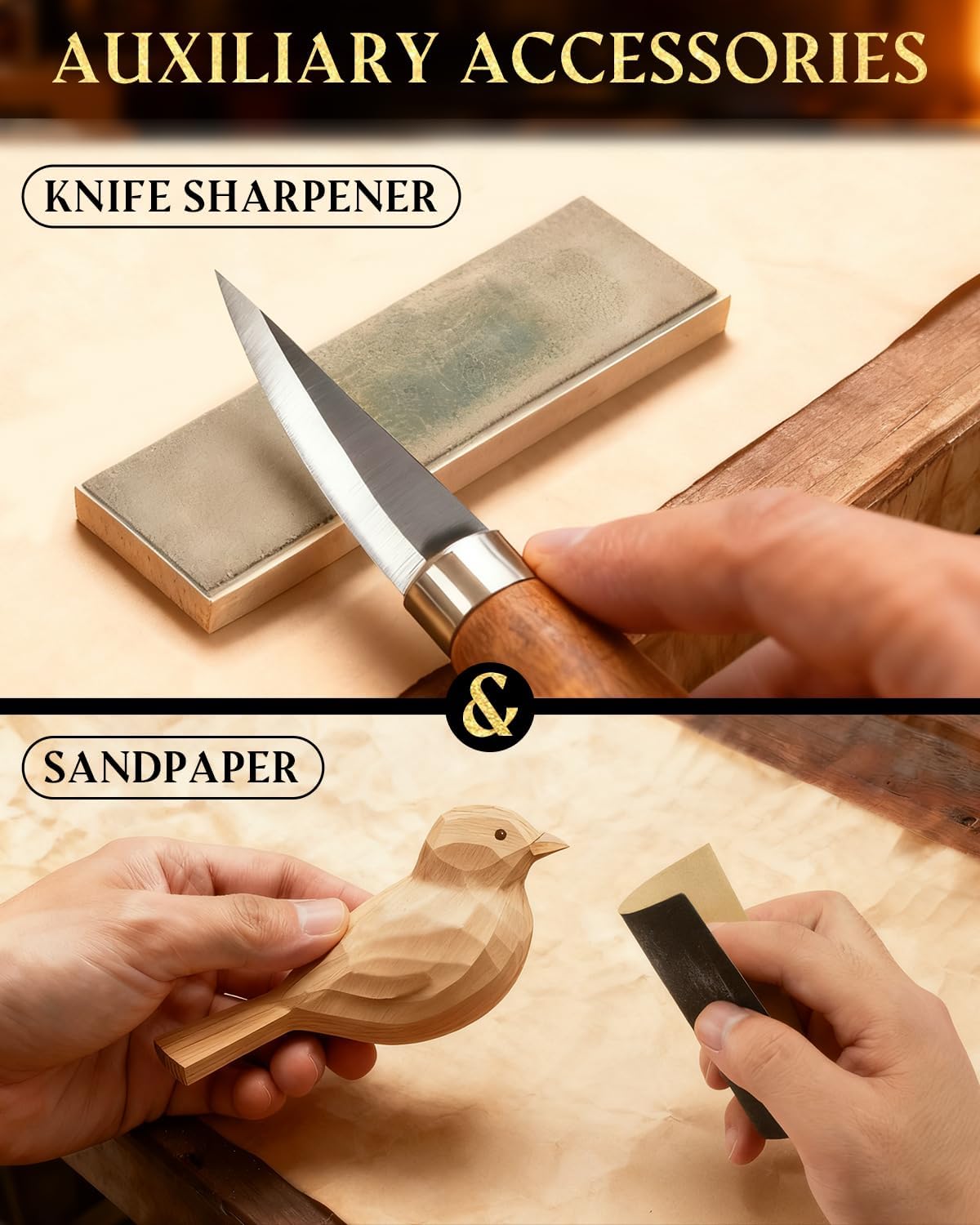 Wood Carving Kit Whittling Kit: Wood Carving Knife Tools with Leather Case