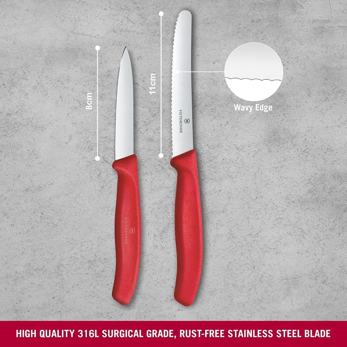 Swiss Classic 2 Piece Paring Knife Set, Serrated & Straight Edge