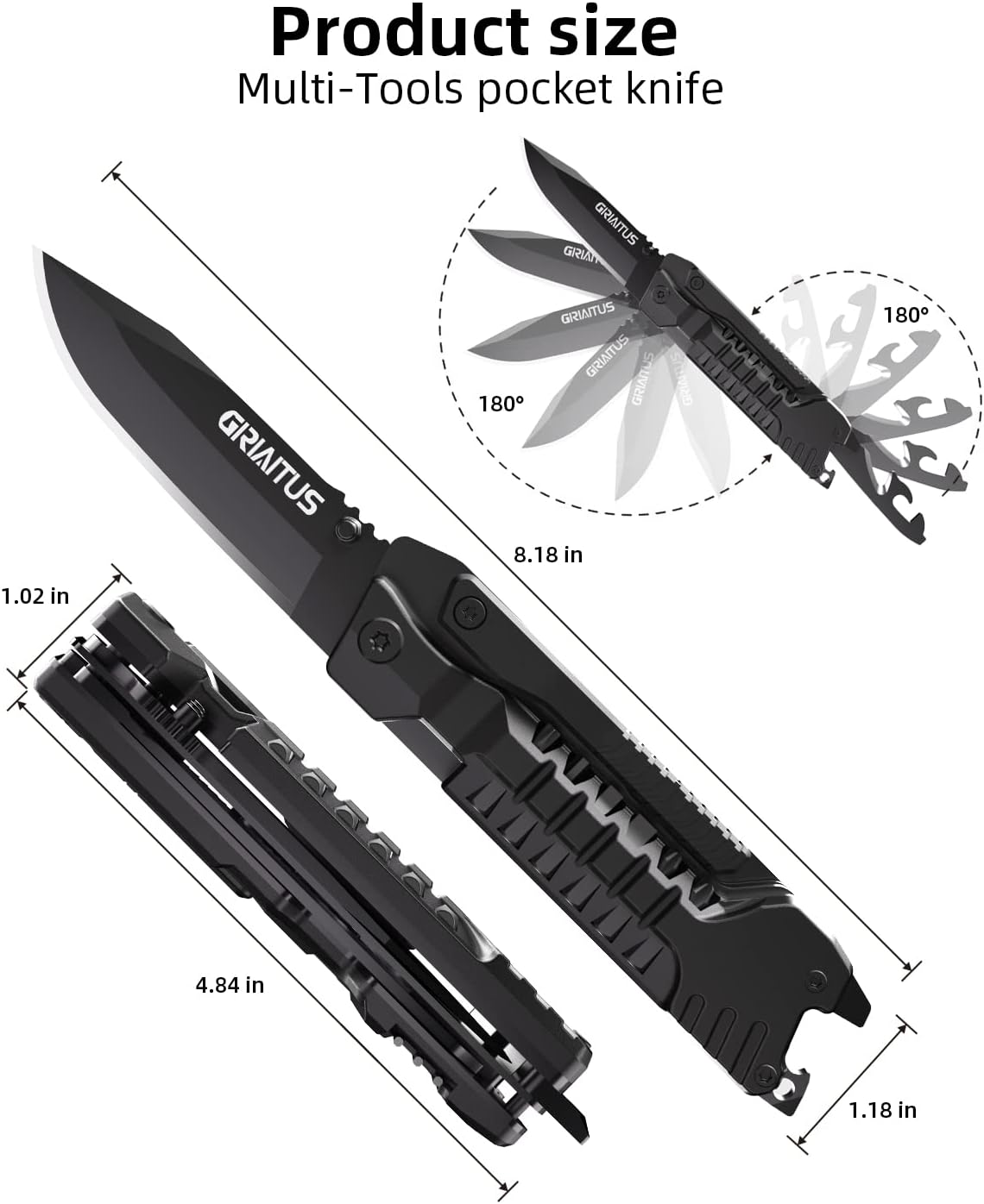 17 in 1 Multitool Knife Fire Starting Stick Bottle Opener Saw for Camping | Screwdrivers Whistle Window Breaker for Hiking, Outdoor, Survival and Everyday Use Gifts for Men Dad