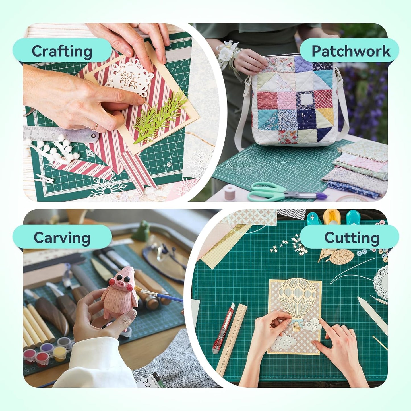5 Packs Self Healing Cutting Mat- 12" x 18” Double-Sided Cutting Mats for Crafts, A3 High-Density Sewing Mat with Grid for Fabric Quilting Modeling Hobby Scrapbooking Project