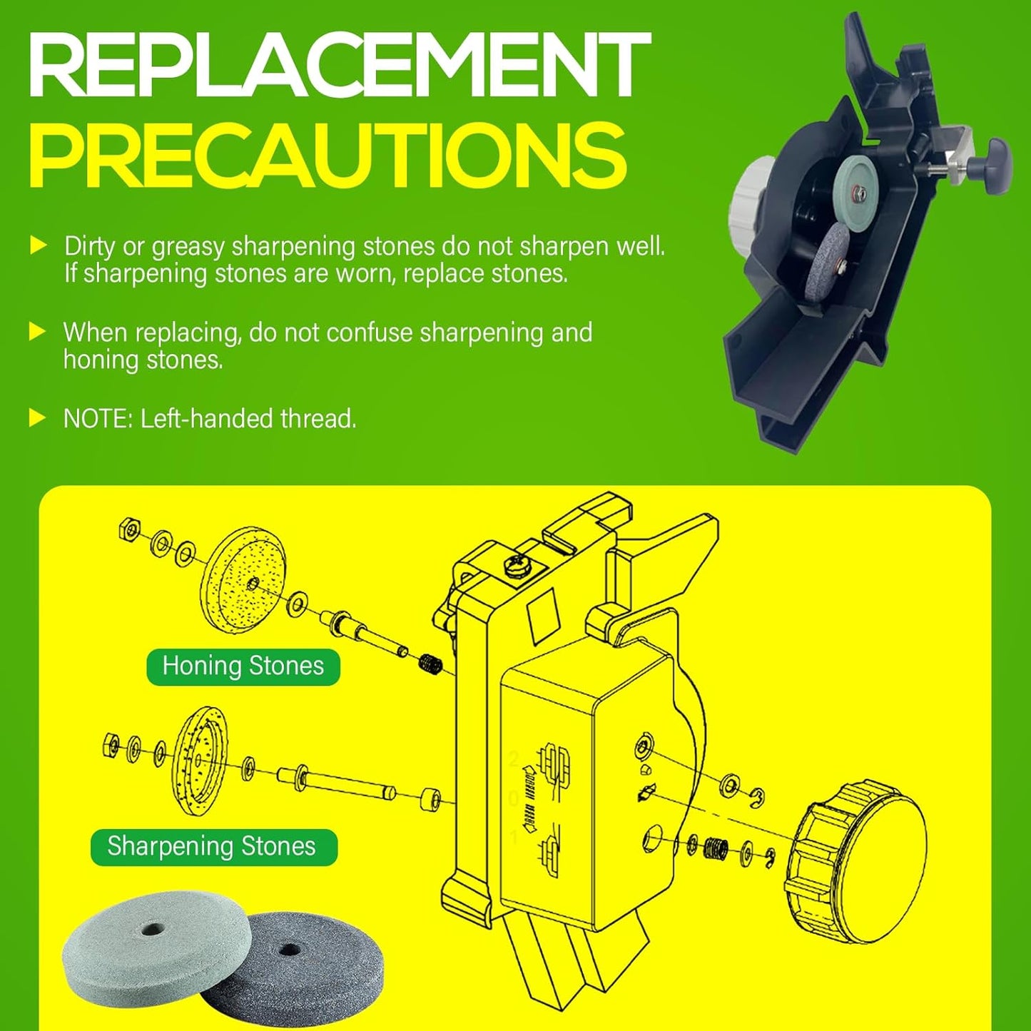 4022060160 Sharpening Stones Grinder Sharpening and Honing Stone Set Fits for Bizerba Slicer All Models, Replaces for 60223401000, 60223401100