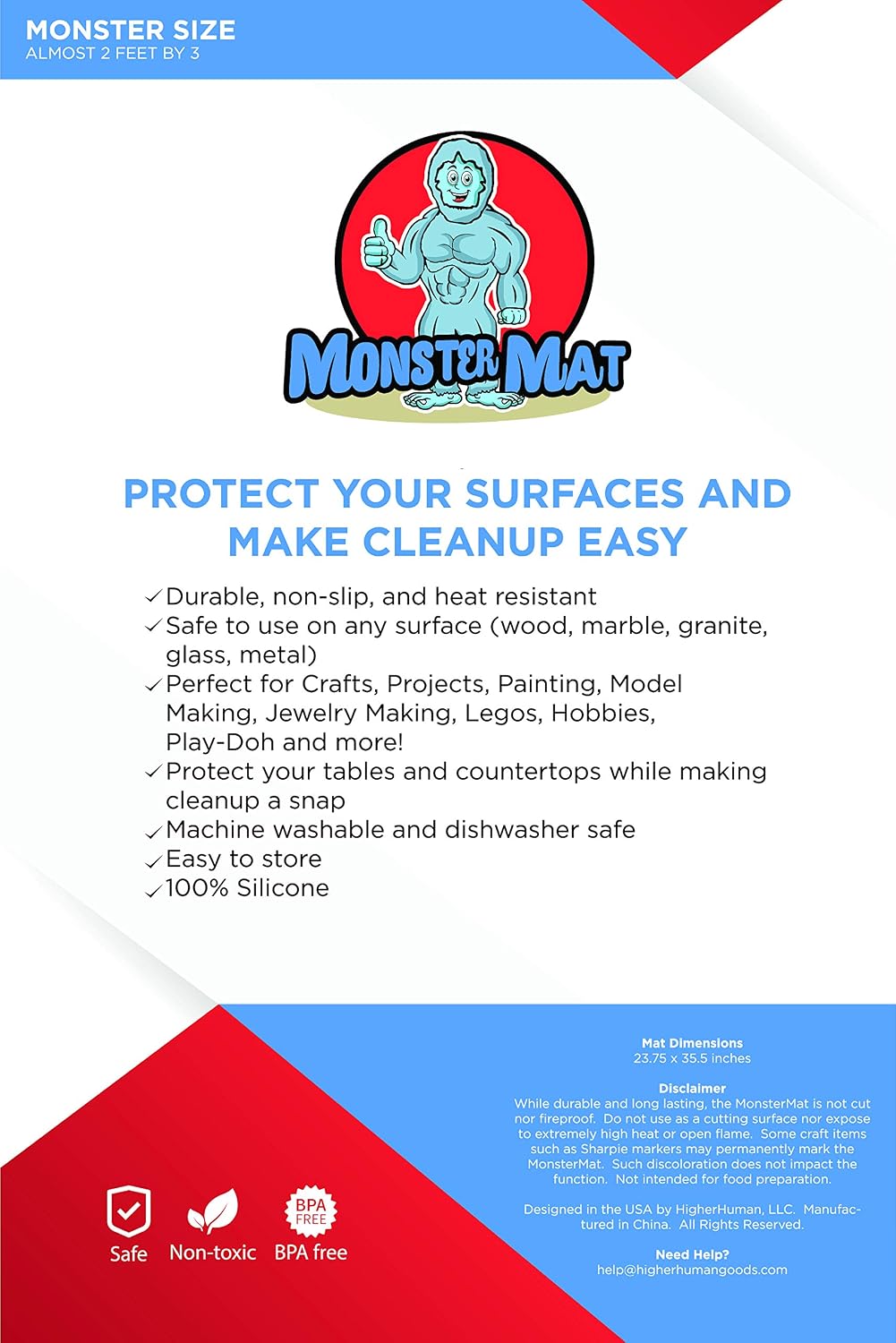 36x24 Inch Extra Large Silicone Table Protector Craft Mat for Painting, Clay, Projects, Arts and Crafts and More. Easy Clean Up and Rolls for Storage. Largest Mat Available