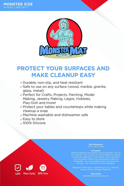 36x24 Inch Extra Large Silicone Table Protector Craft Mat for Painting, Clay, Projects, Arts and Crafts and More. Easy Clean Up and Rolls for Storage. Largest Mat Available