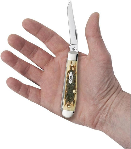 Case WR XX Pocket Knife Sparxx White Jigged Synthetic Mini Trapper Item #60186 - (6207 SS) - Length Closed: 3 1/2 Inches