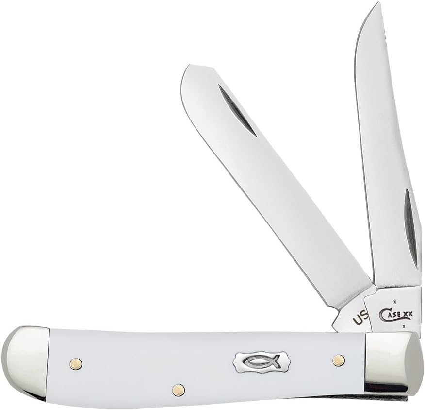 Case WR XX Pocket Knife Sparxx White Jigged Synthetic Mini Trapper Item #60186 - (6207 SS) - Length Closed: 3 1/2 Inches