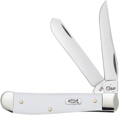 Case WR XX Pocket Knife Sparxx White Jigged Synthetic Mini Trapper Item #60186 - (6207 SS) - Length Closed: 3 1/2 Inches