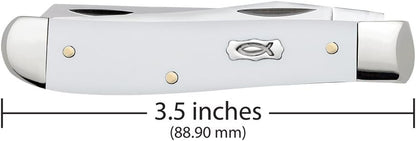 Case WR XX Pocket Knife Sparxx White Jigged Synthetic Mini Trapper Item #60186 - (6207 SS) - Length Closed: 3 1/2 Inches