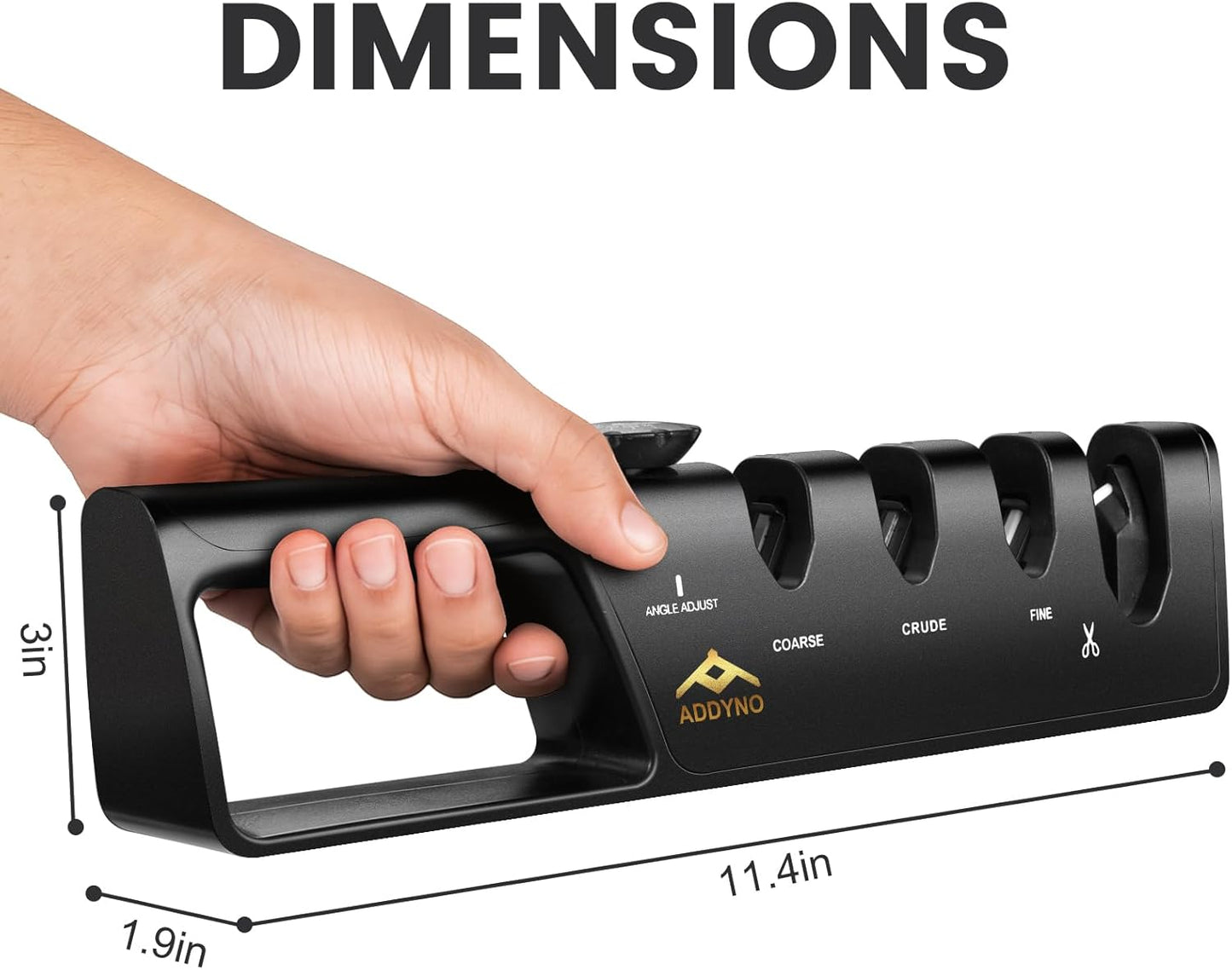 Knife Sharpener, Adjustable Angle 4-in-1 Kitchen Knife Sharpener, 3-Stage Coarse Sharpen Fine with Scissors Slot, Non-Slip Base Ergonomic Handle for Household Knives and Scissors